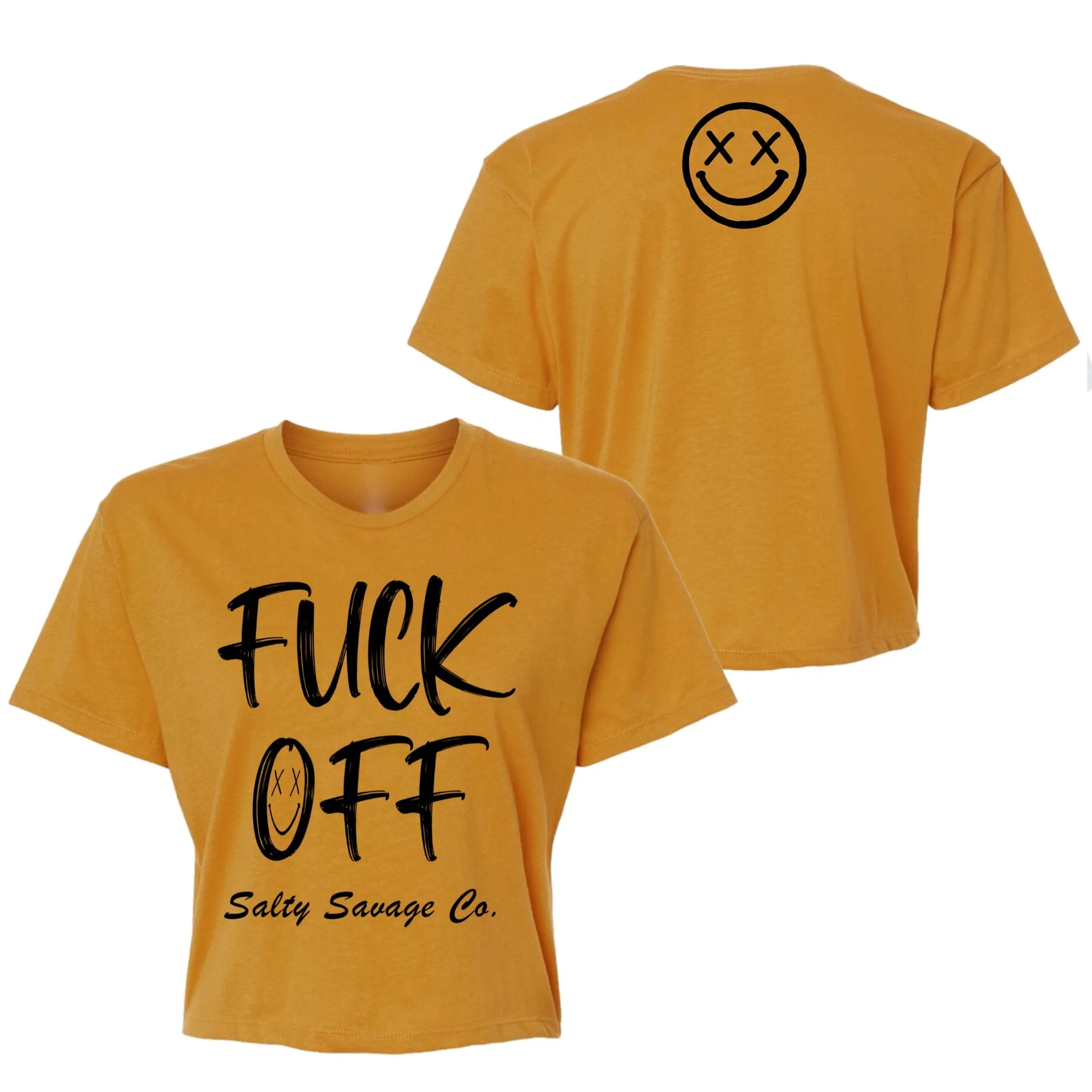 Salty Savage Ladies "FUCK OFF" Performance Crop Tee