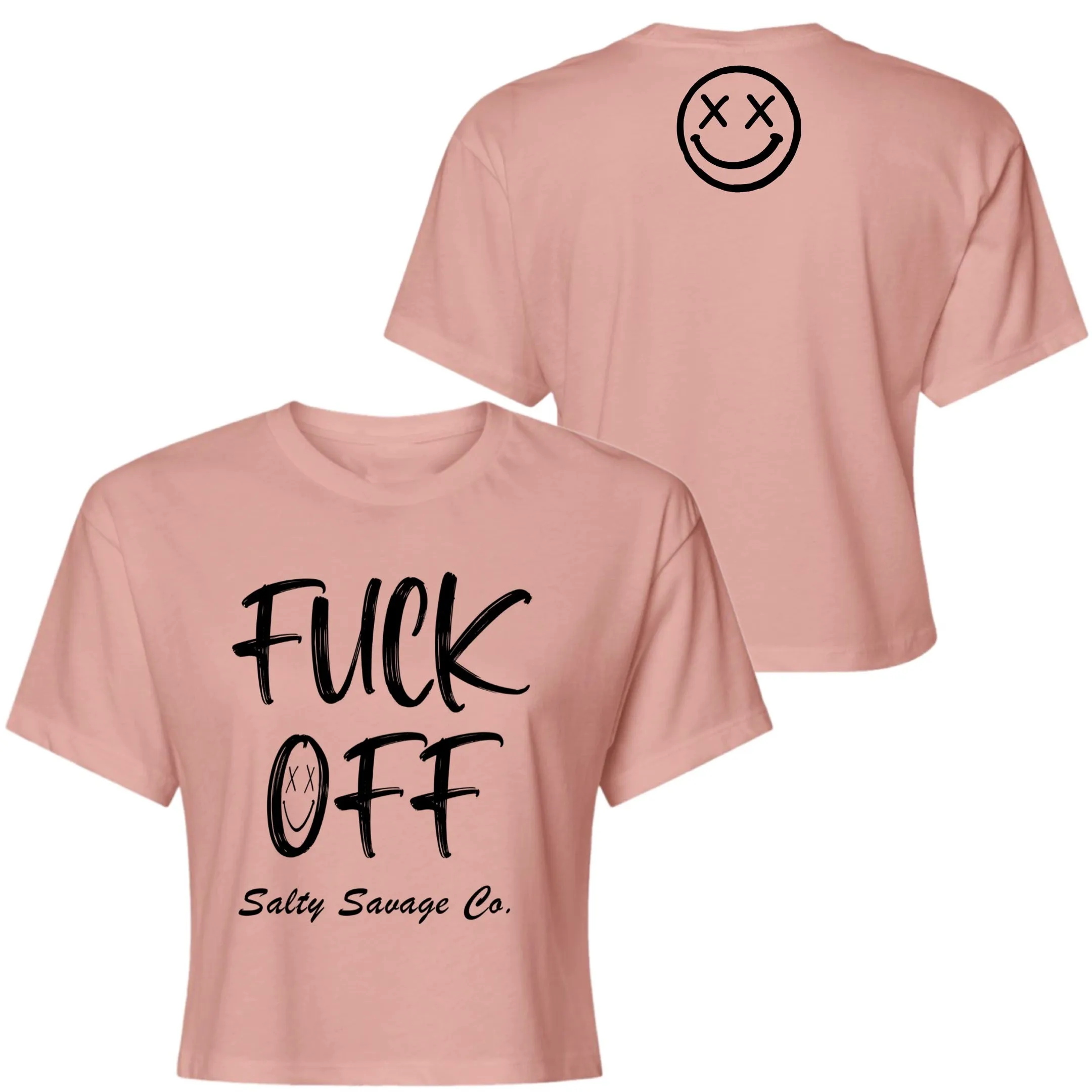 Salty Savage Ladies "FUCK OFF" Performance Crop Tee