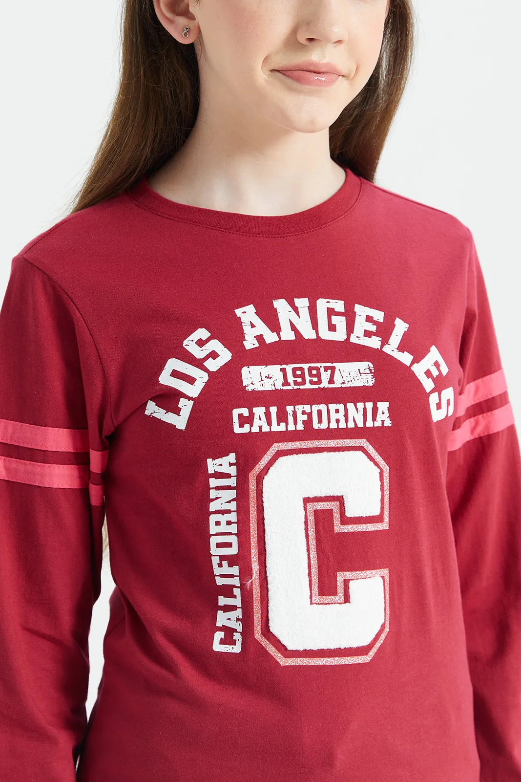 Senior Girls Red Los Angeles Print T-Shirt