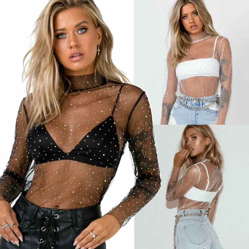 Sequined Mesh Top