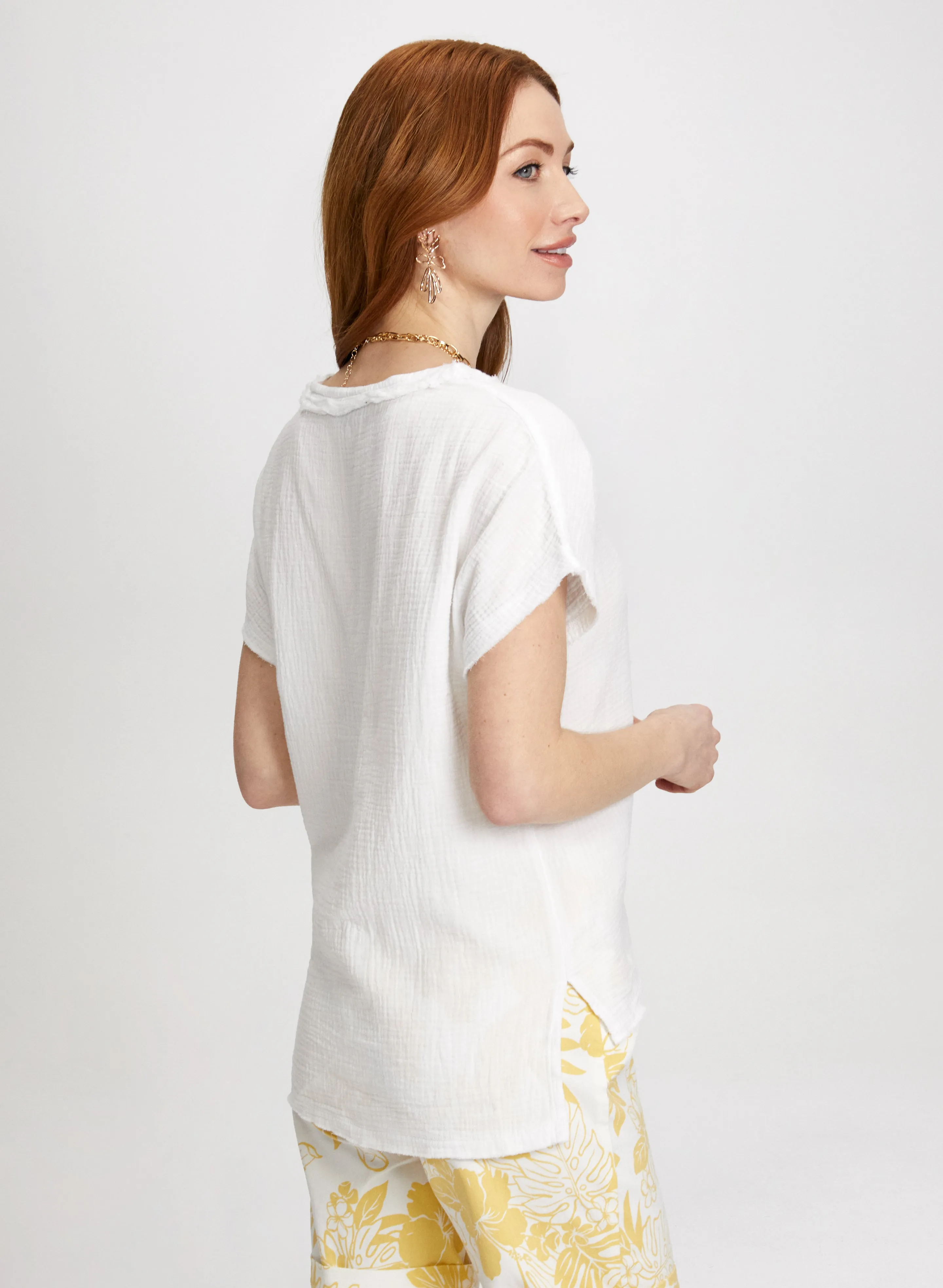 Short Sleeve Textured Blouse