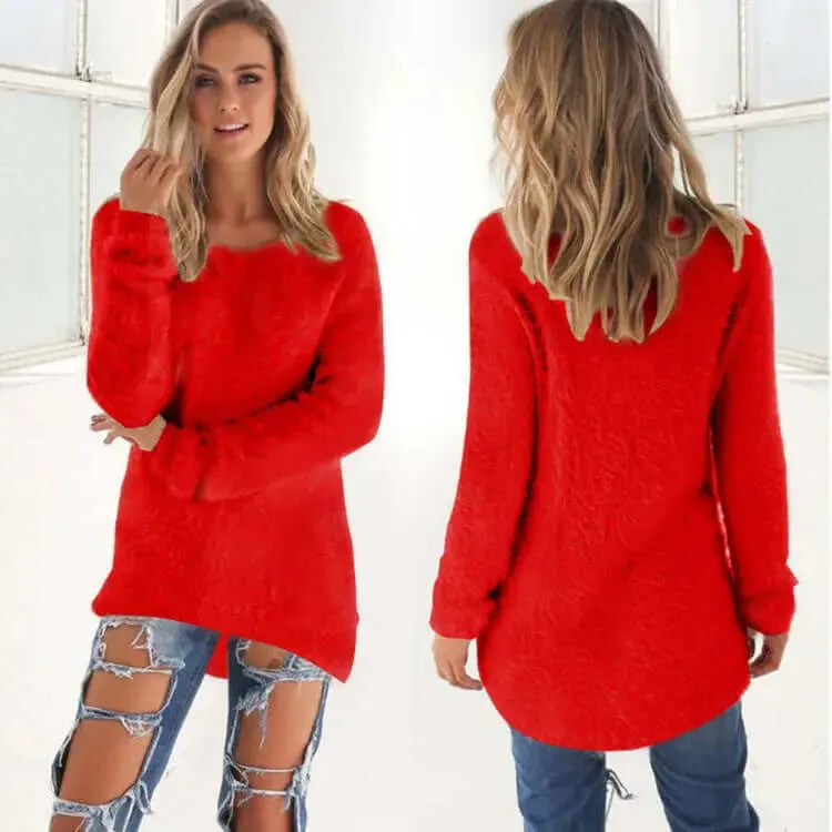 Solid Color Long Sleeve Women's Sweater Top