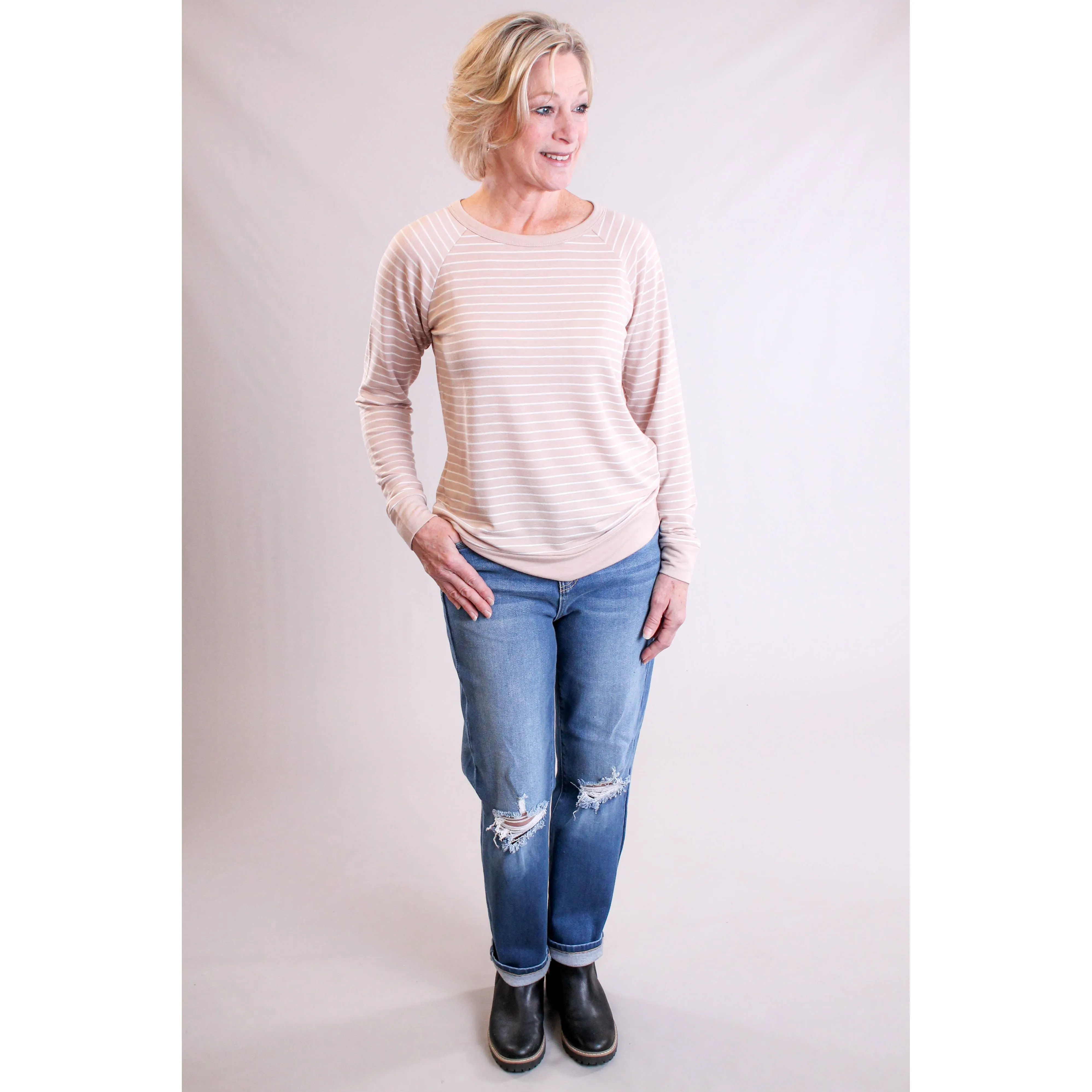 Staccato Wide Neck Raglan Sleeve Top