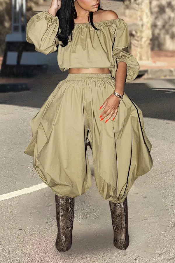 Stylish Long Sleeve Top & Bell Bottom Pants Set