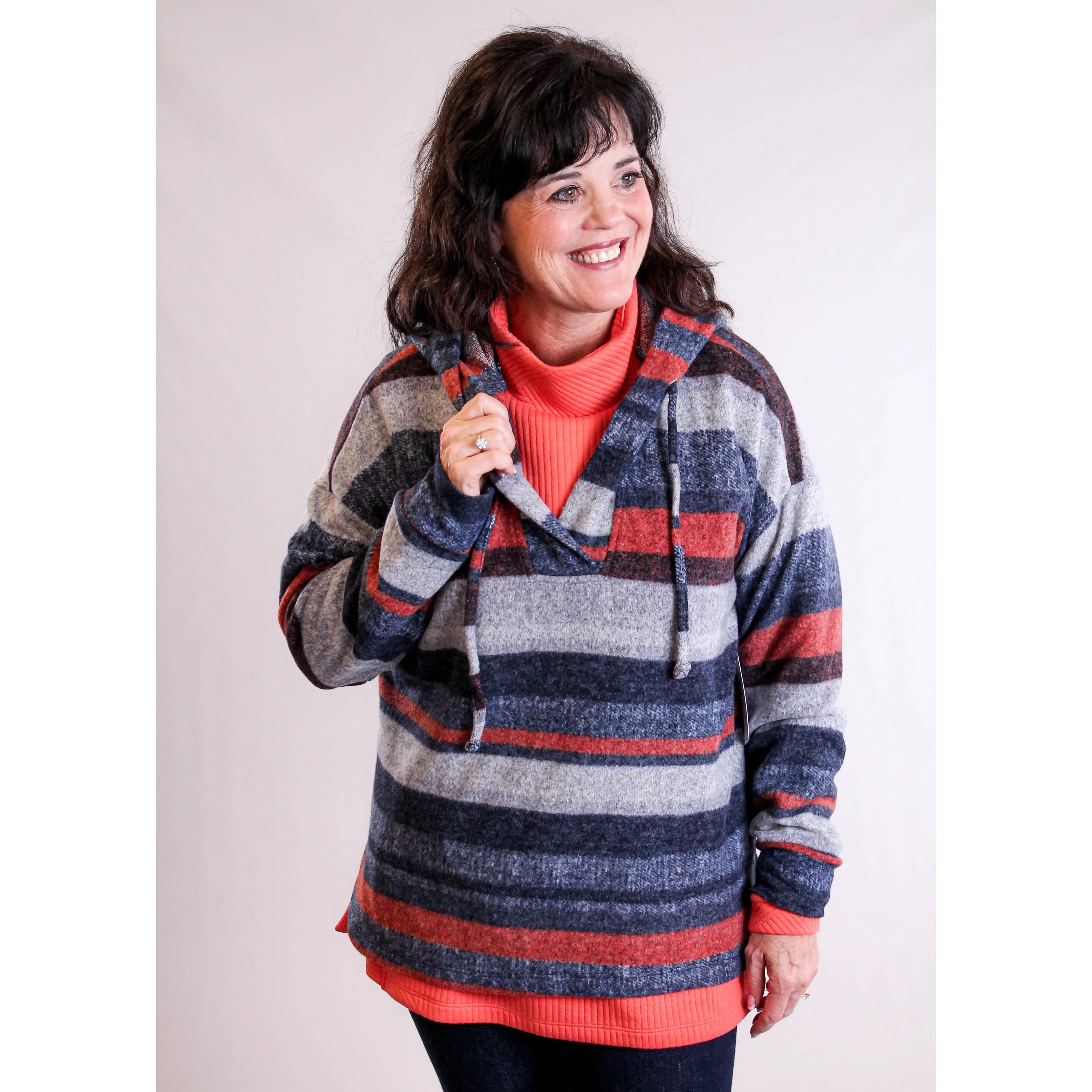 Tribal Sportswear Long Sleeve Hooded Tunic with Drawstring