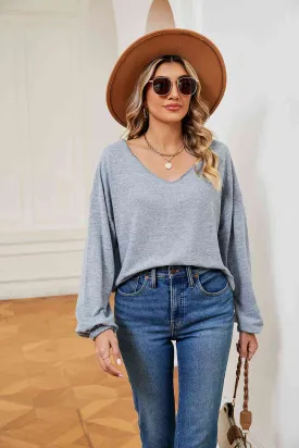 V-Neck Long Sleeve Top