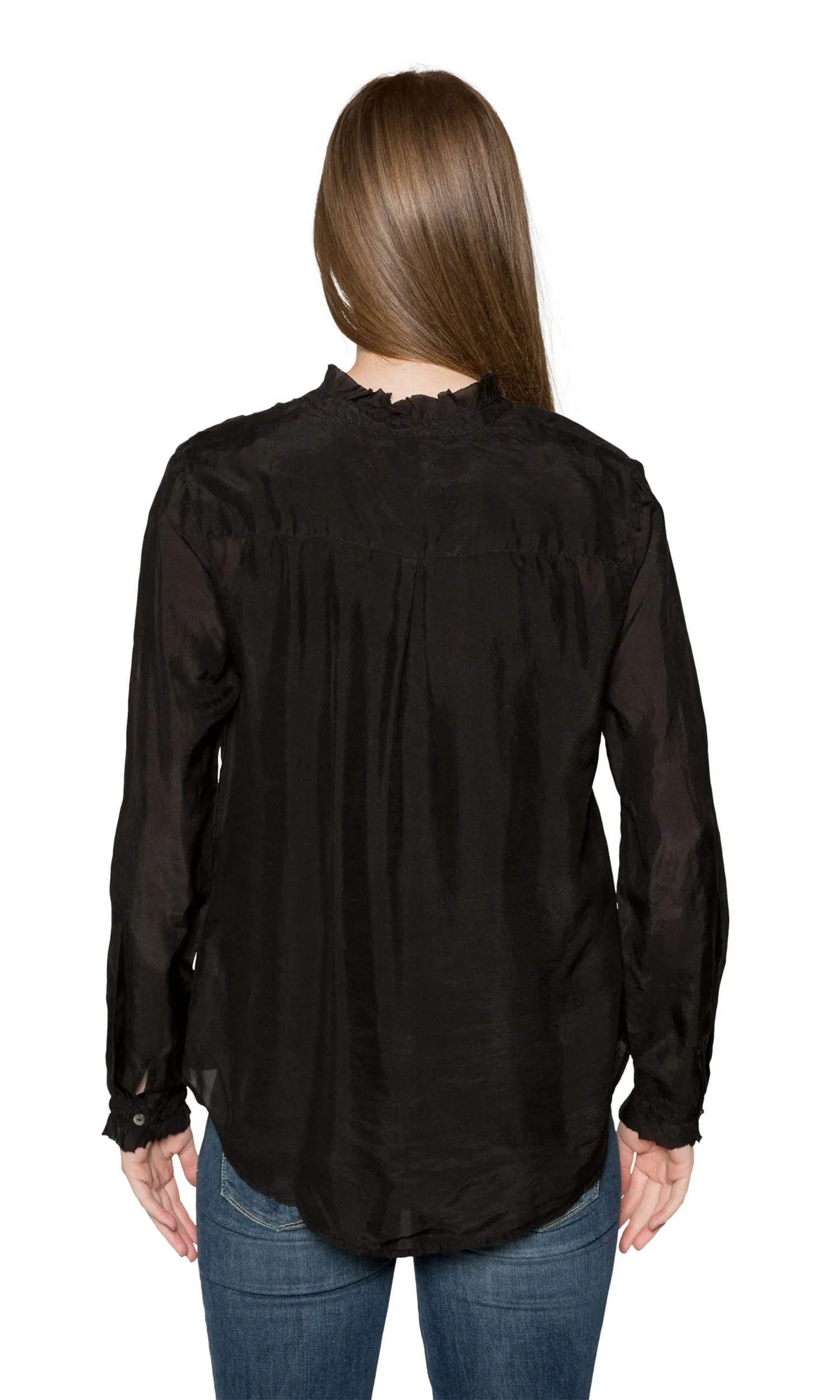 Velvet by Graham & Spencer Willow Silk Ruffle Front Blouse