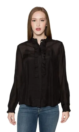 Velvet by Graham & Spencer Willow Silk Ruffle Front Blouse