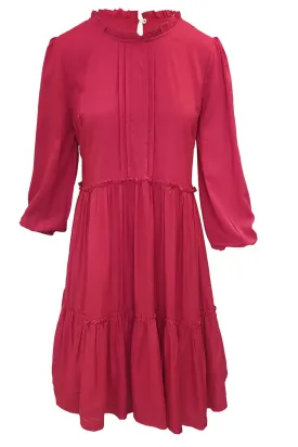 Voile Viscose Midi Dress Magenta