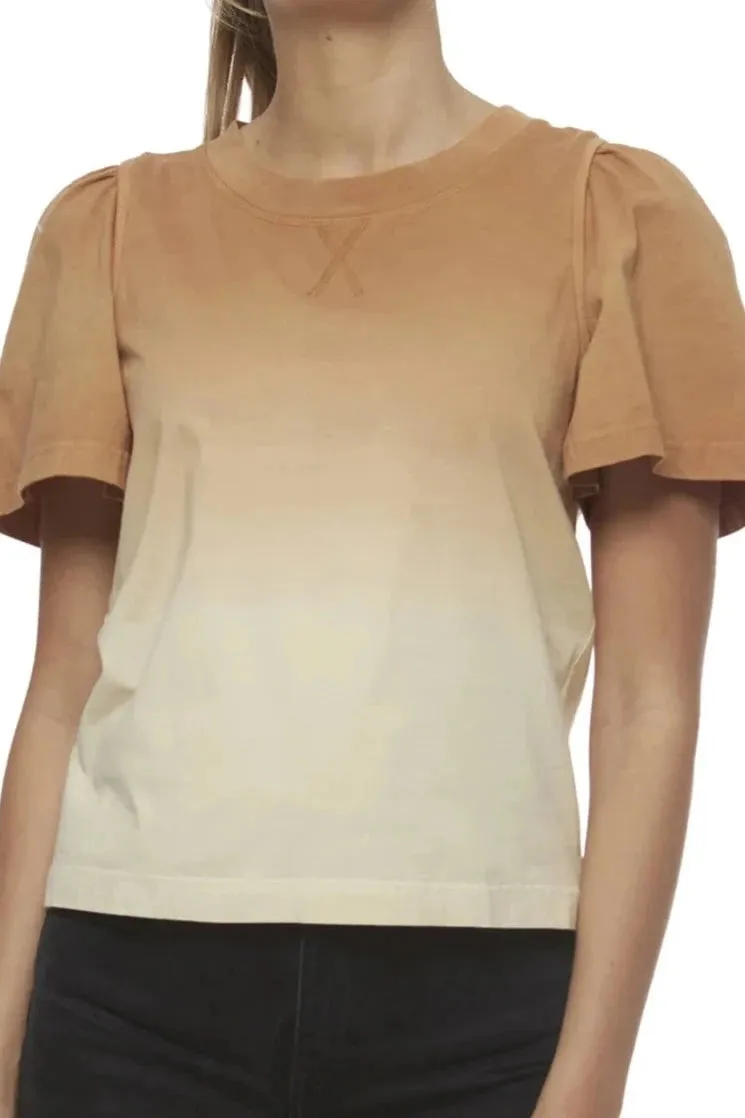 Willamina Dip Dye Flutter Sleeve Top