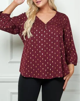 Winslow Plus Size V-Neck Dash Foil Blouse - G2226100fx