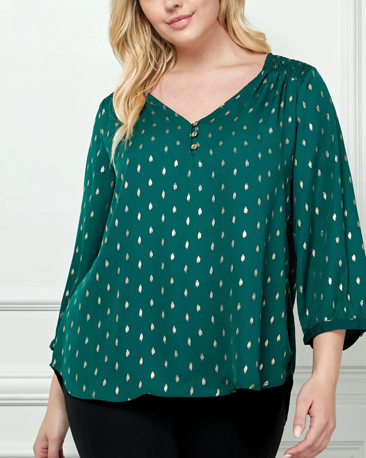 Winslow Plus Size V-Neck Dash Foil Blouse - G2226100fx