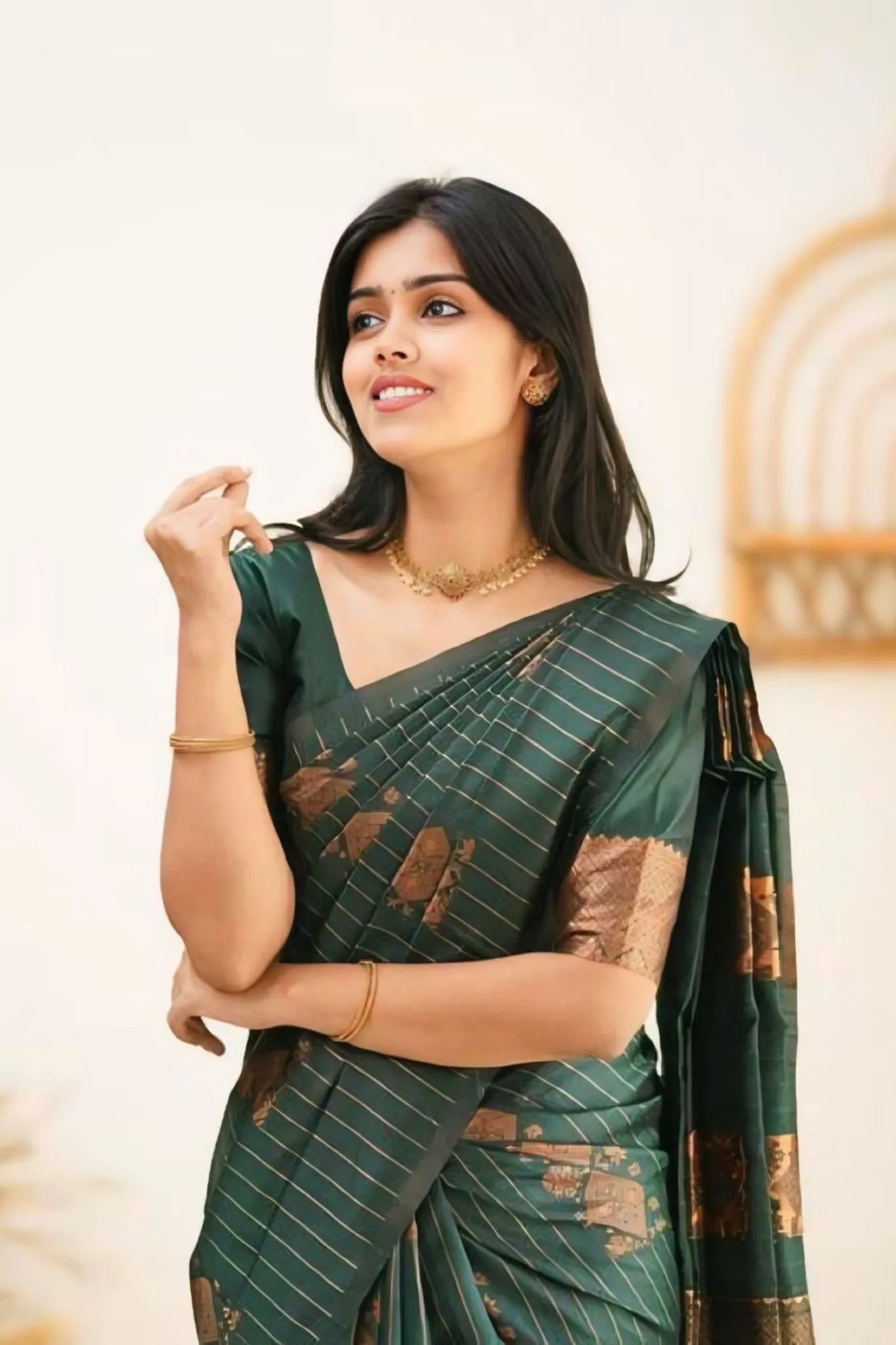 WOMAN’S BEAUTIFULLY DESIGNED TRADITIONAL INDIAL CULTURAL SAREE