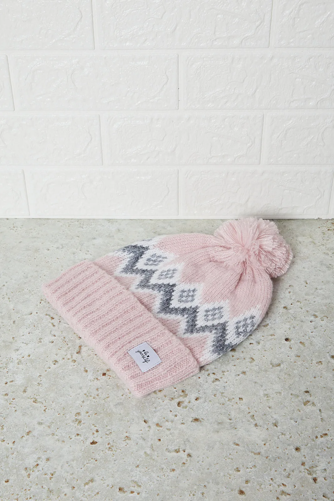 Women Pink Embellished Single Knitted Cap