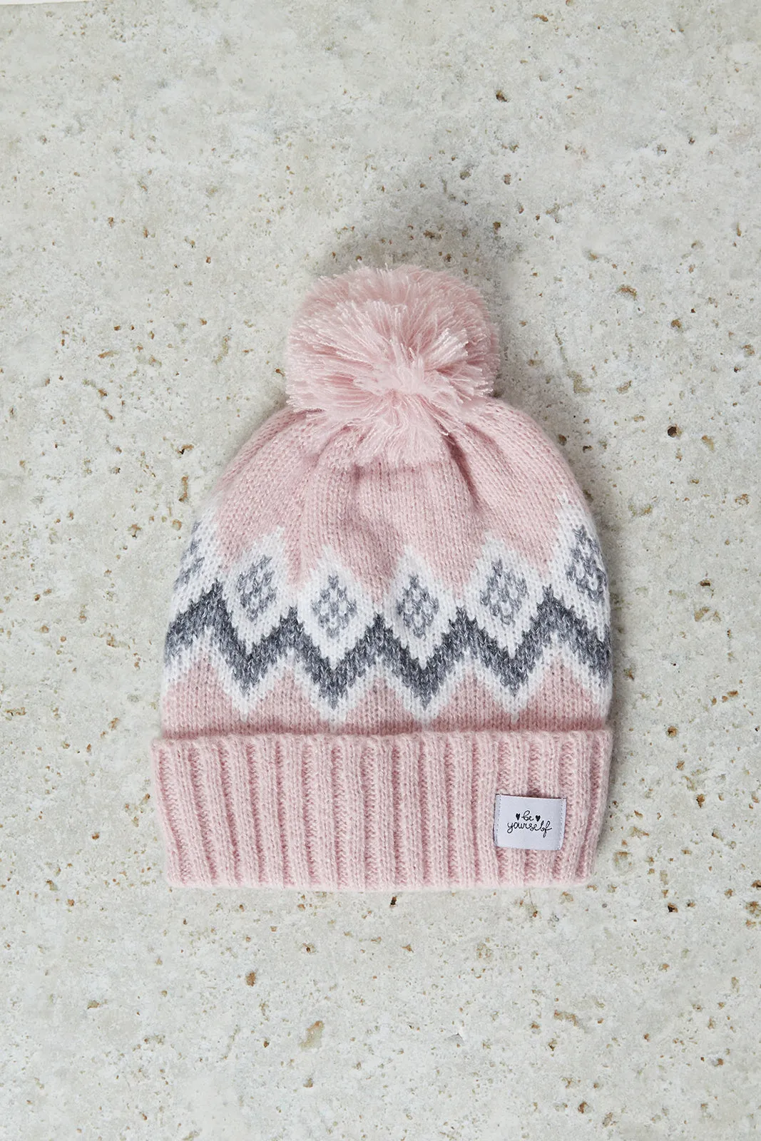 Women Pink Embellished Single Knitted Cap