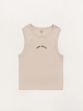 Y&F Kids Beige Self-Striped Tank Top